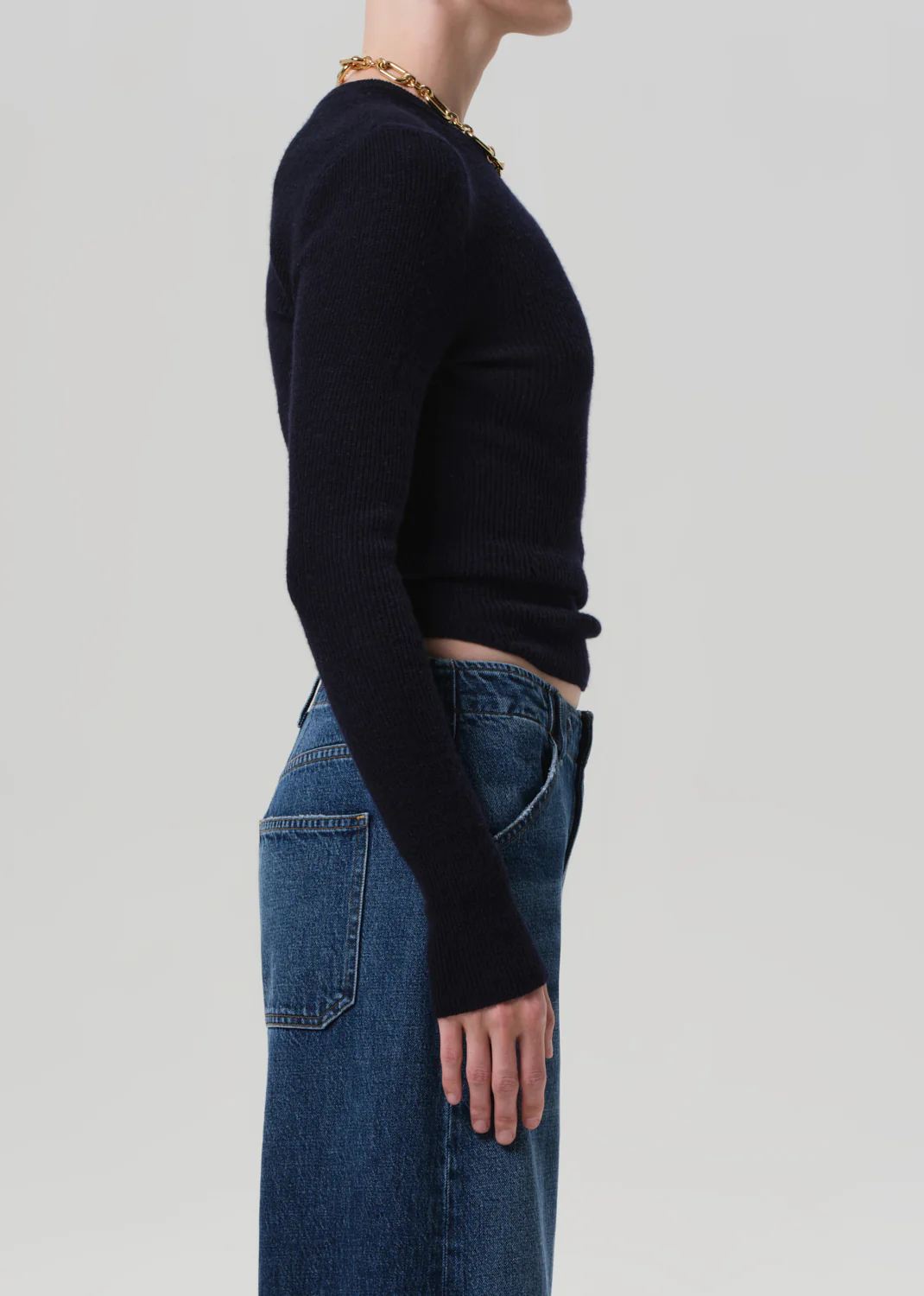 Alessia Crewneck Sweater in Navy - Image 3
