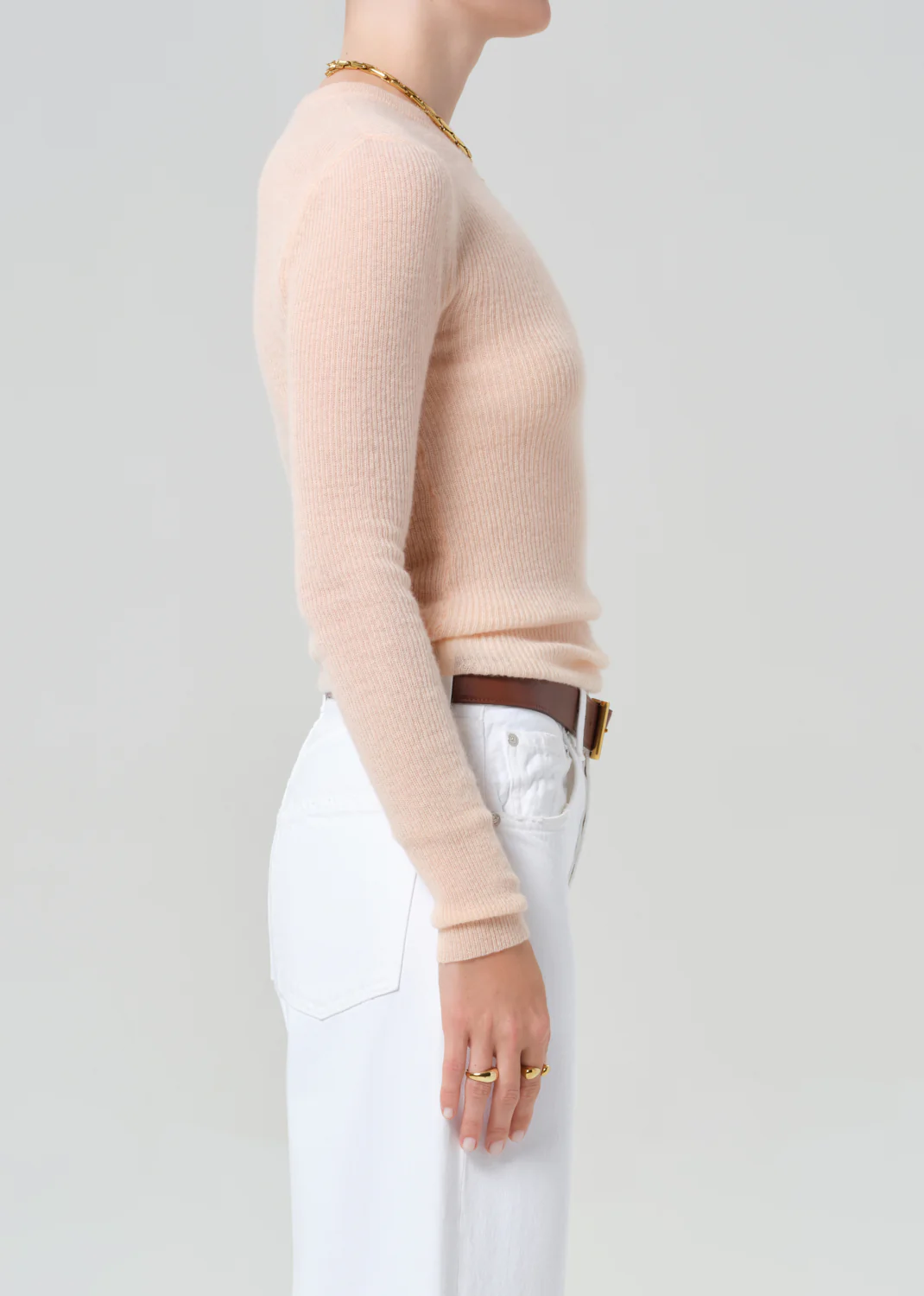 Alessia Crewneck Sweater in Peach - Image 4