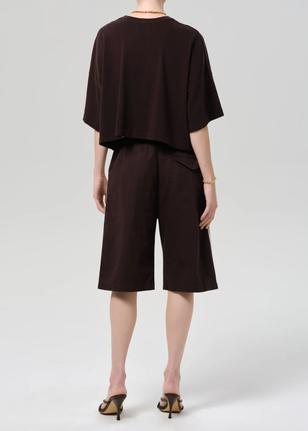 Anais Pull On Track Short in Chocolate - Image 3
