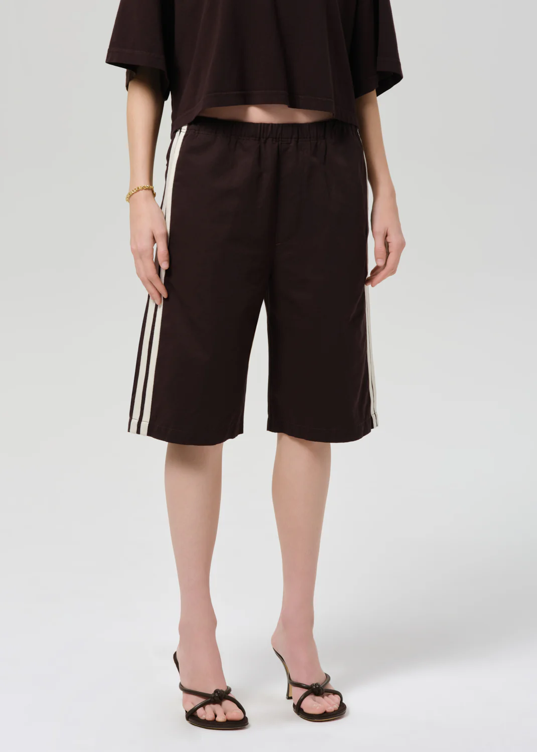 Anais Pull On Track Short in Chocolate - Image 5