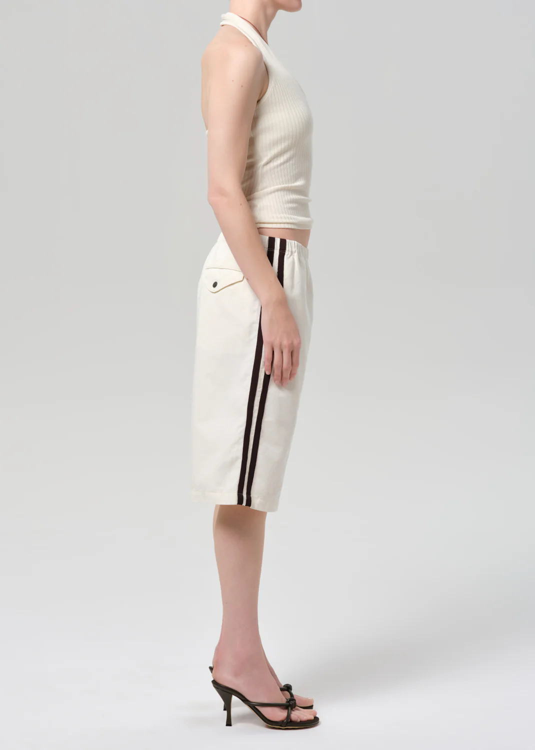 Anais Pull On Track Short in Cream - Image 3