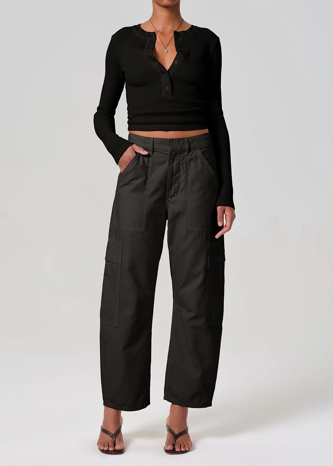 Varra Waffle Henley in Black - Image 5