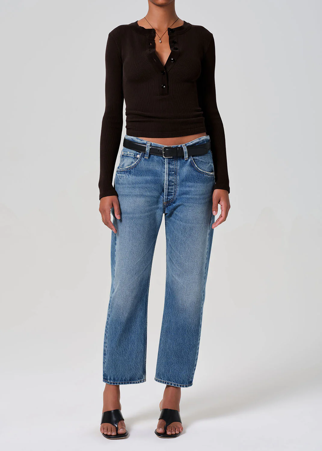 Varra Waffle Henley in Chocolate - Image 5