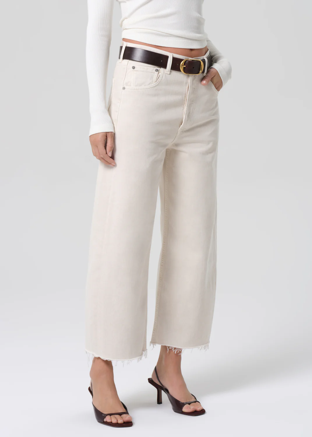 Ayla Raw Hem Crop in Almondette - Image 4