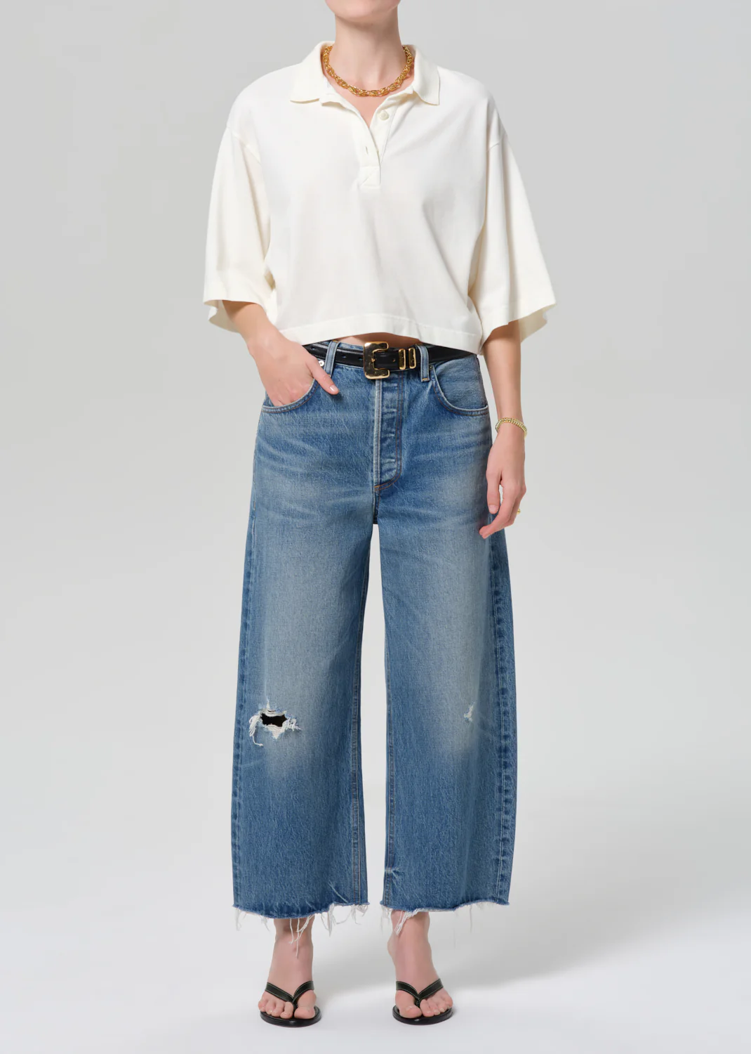 Ayla Raw Hem Crop in Solano