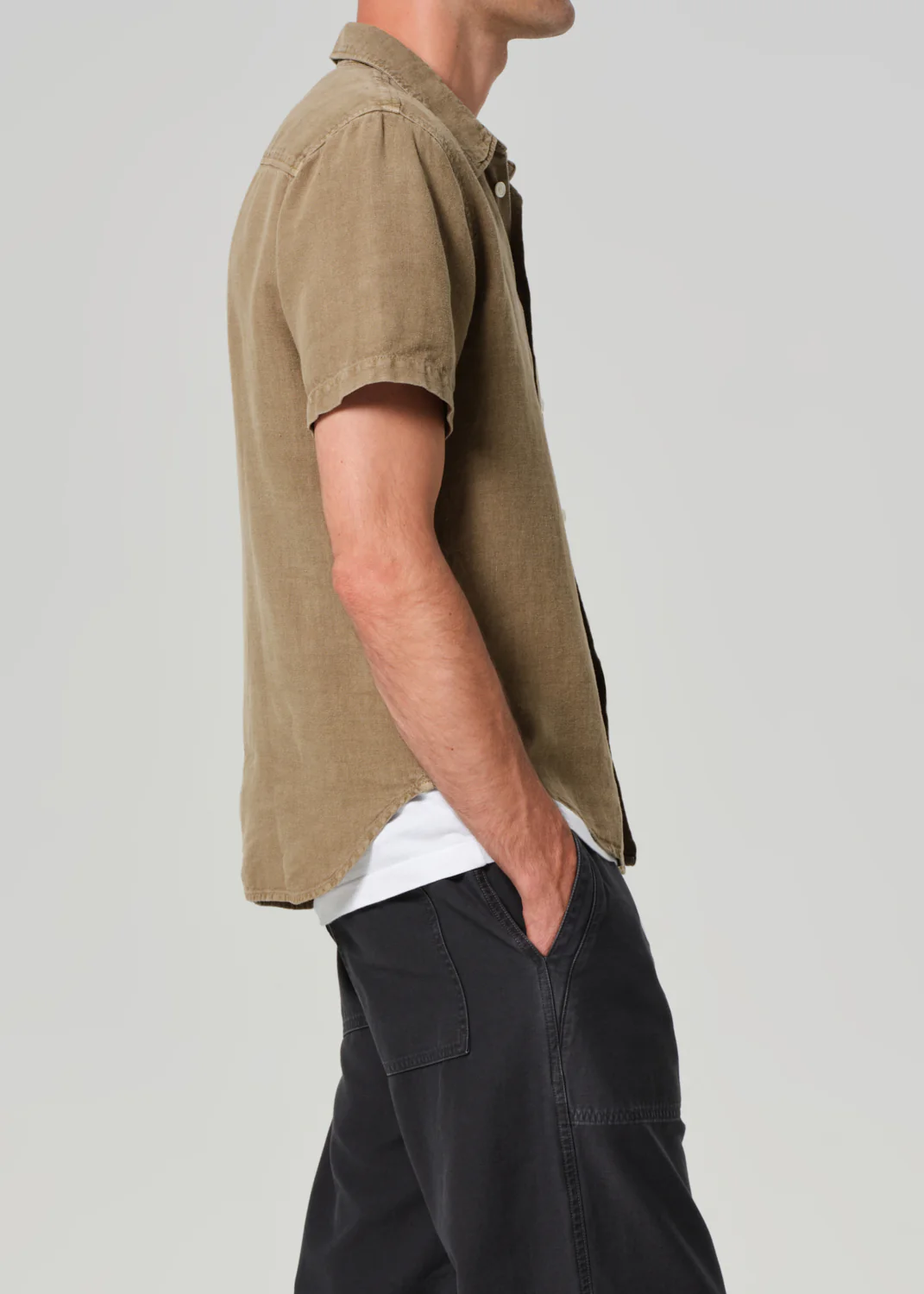Cairo Short Sleeve Linen Shirt in Reservoir - Image 4