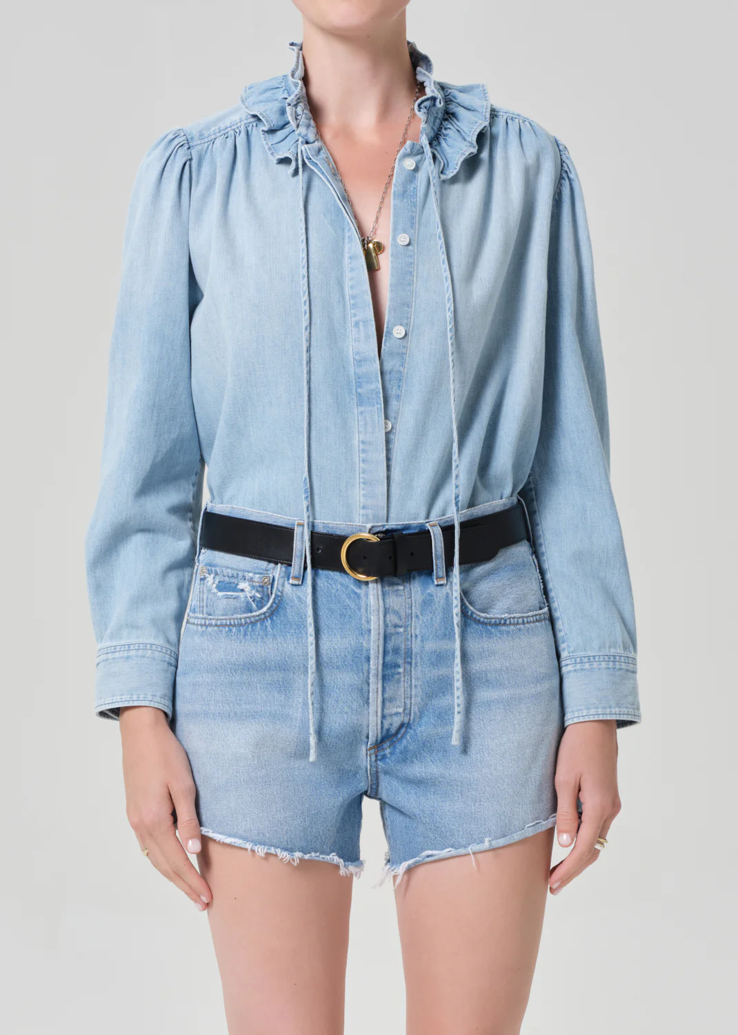 Calista Frill Collar Shirt in Skylar