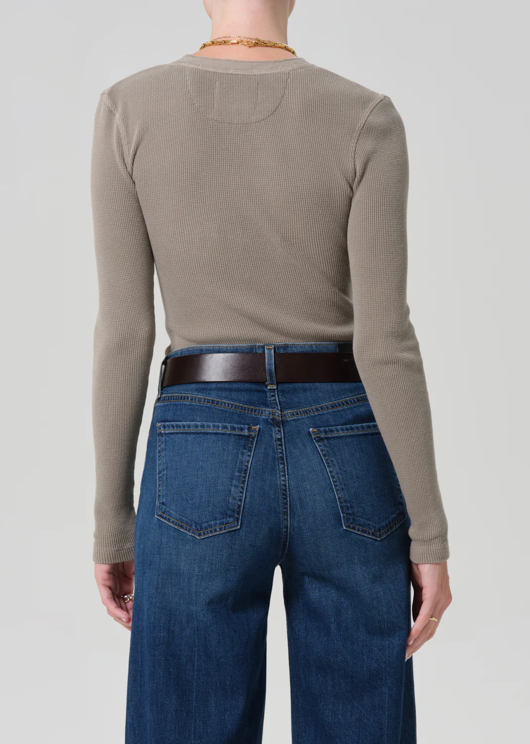 Drea Waffle Henley in Bezal - Image 2