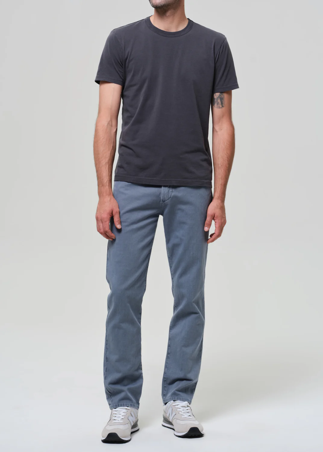 Elijah Straight Comfort Stretch Linen in Stone Blue - Image 2