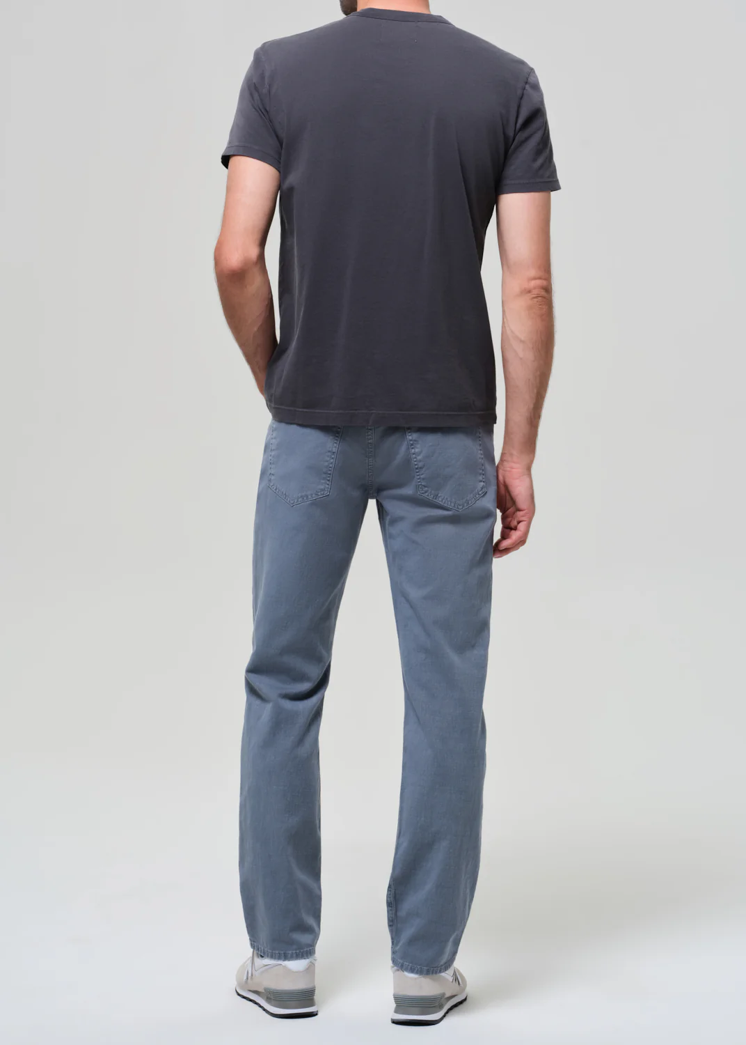 Elijah Straight Comfort Stretch Linen in Stone Blue - Image 3