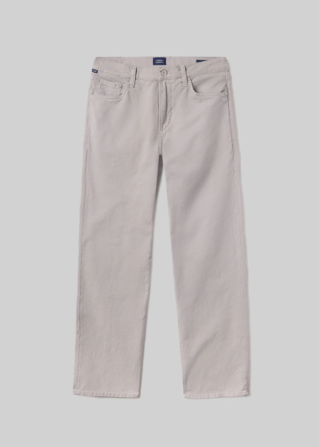 Elijah Straight Comfort Stretch Linen in Stone Grey - Image 2