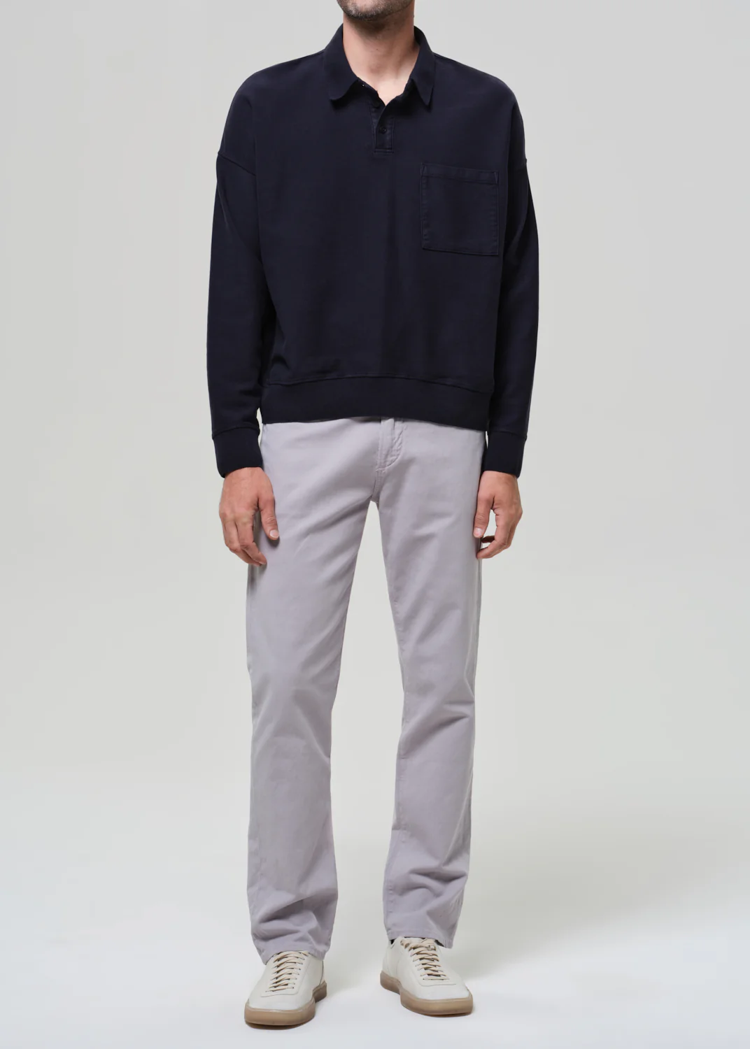 Elijah Straight Comfort Stretch Linen in Stone Grey - Image 3