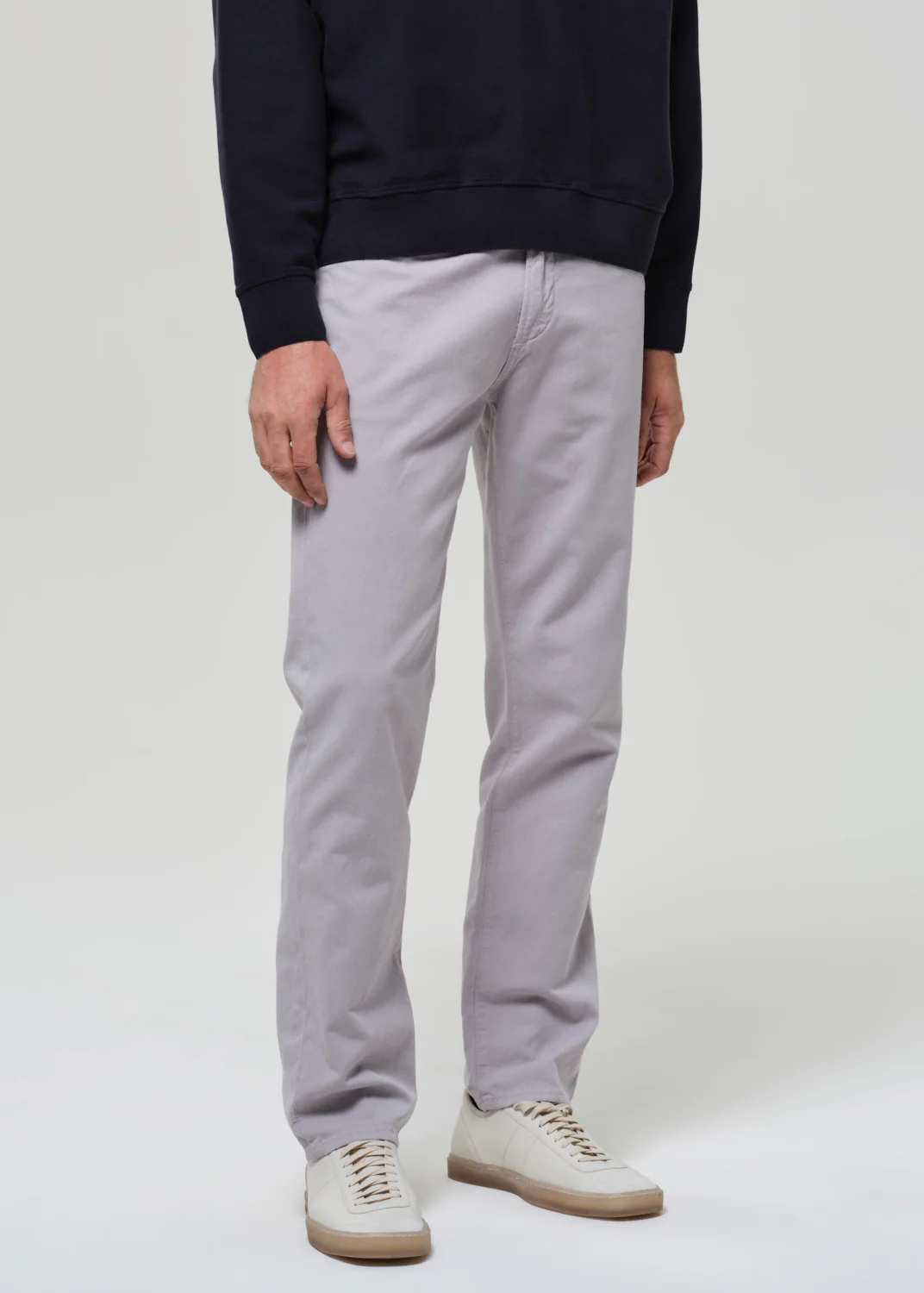 Elijah Straight Comfort Stretch Linen in Stone Grey - Image 6