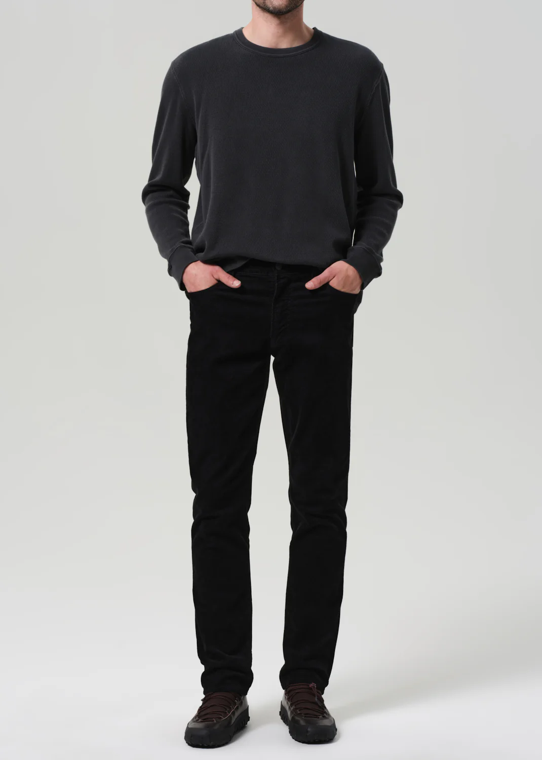 Elijah Straight Stretch Corduroy in Black - Image 2