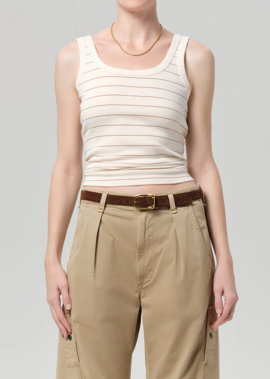 Faye Tank in Golden Pinstripe