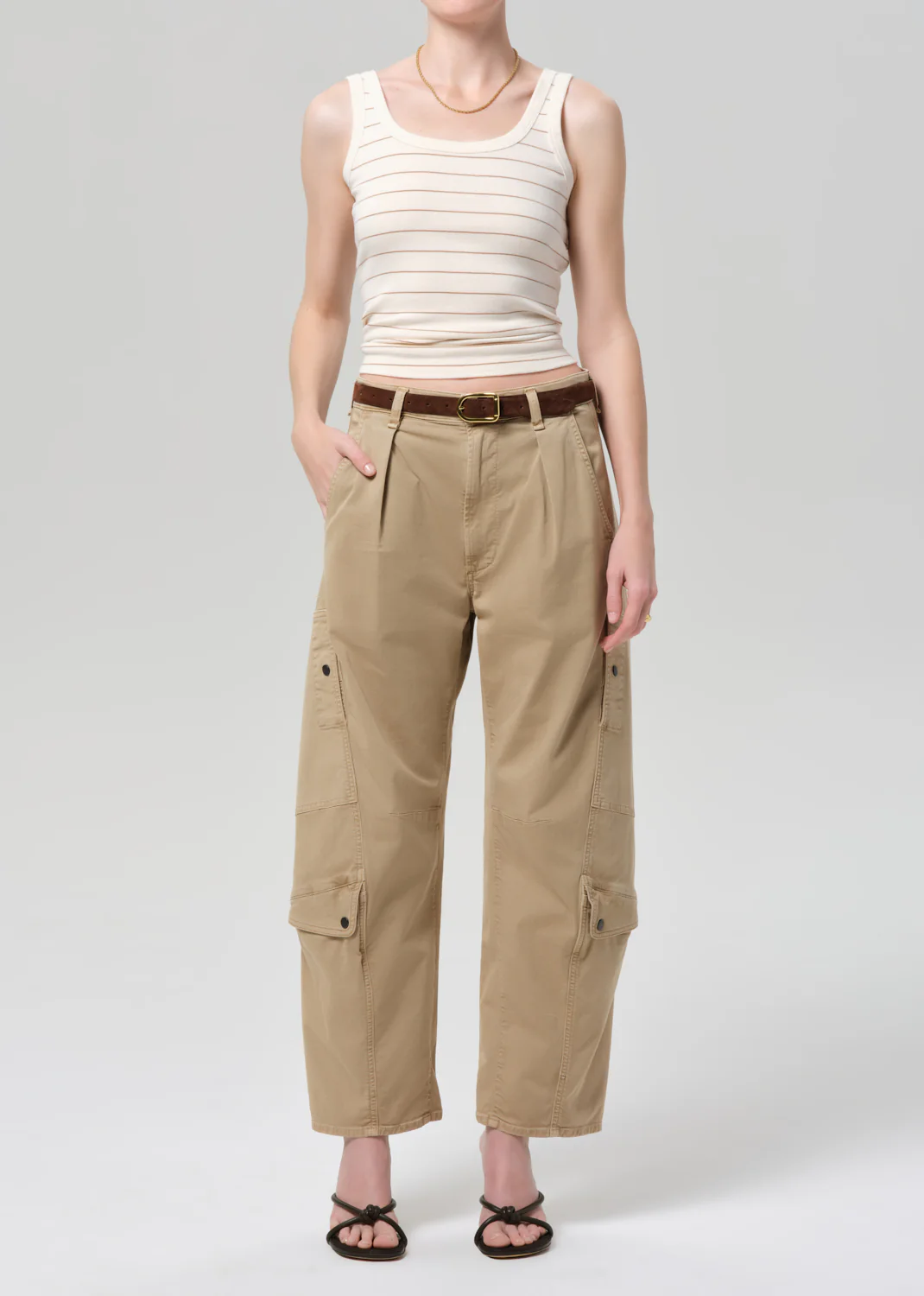 Faye Tank in Golden Pinstripe - Image 5