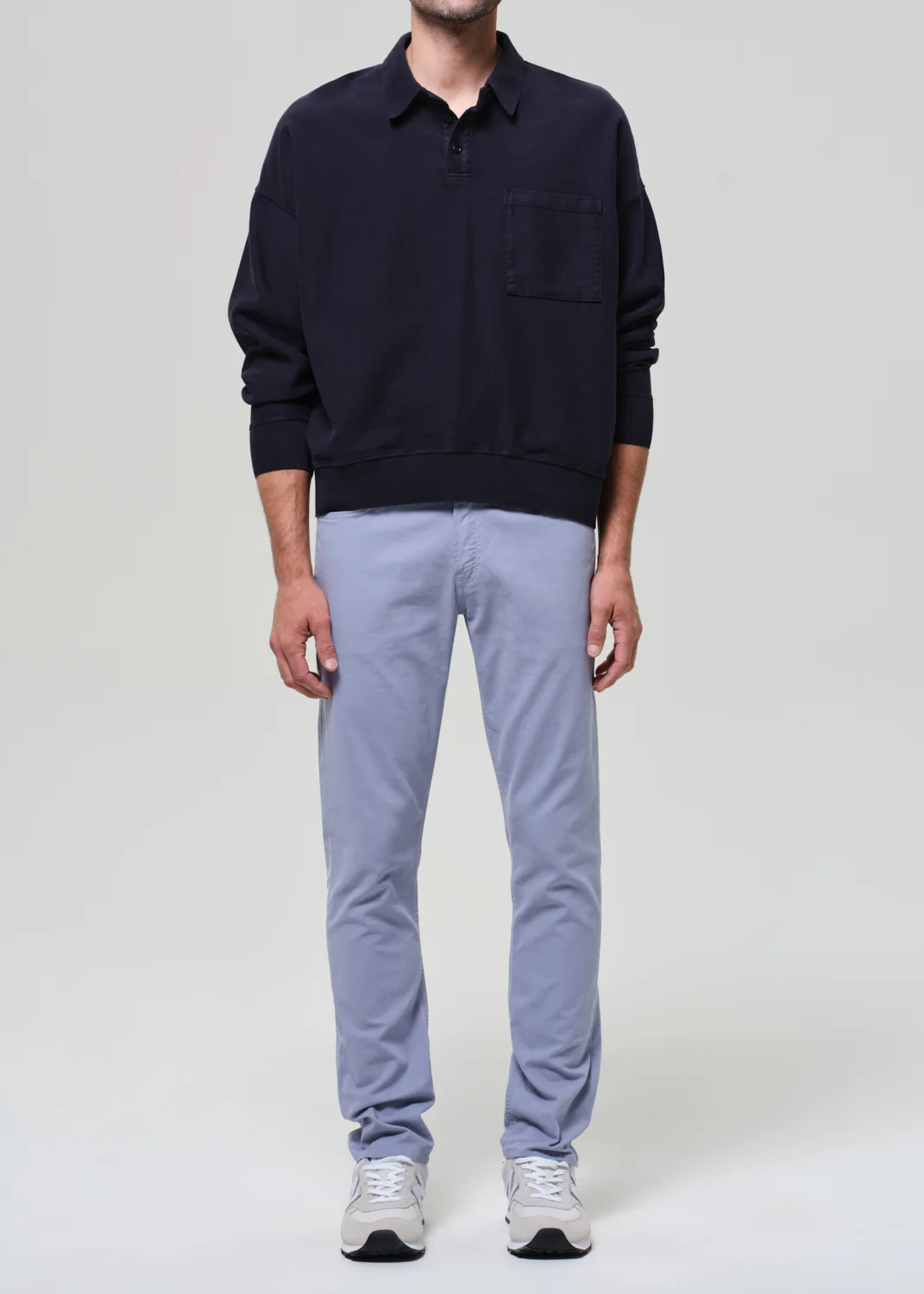 Gage Slim Straight Cashmere Touch Sateen in Glacier - Image 2