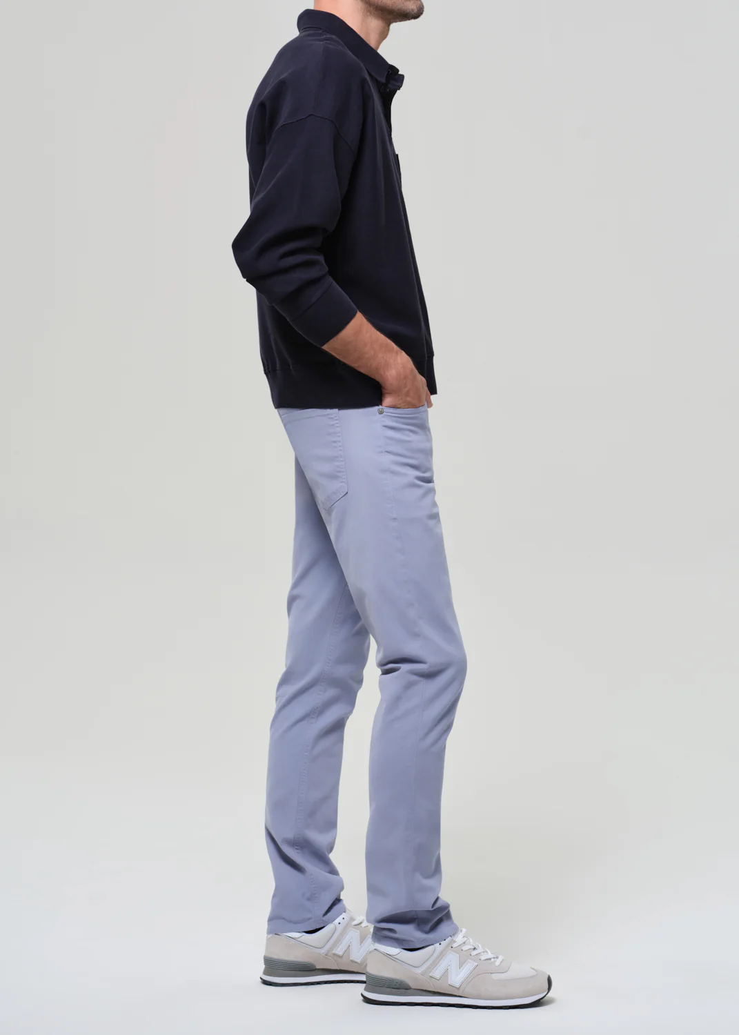 Gage Slim Straight Cashmere Touch Sateen in Glacier - Image 4