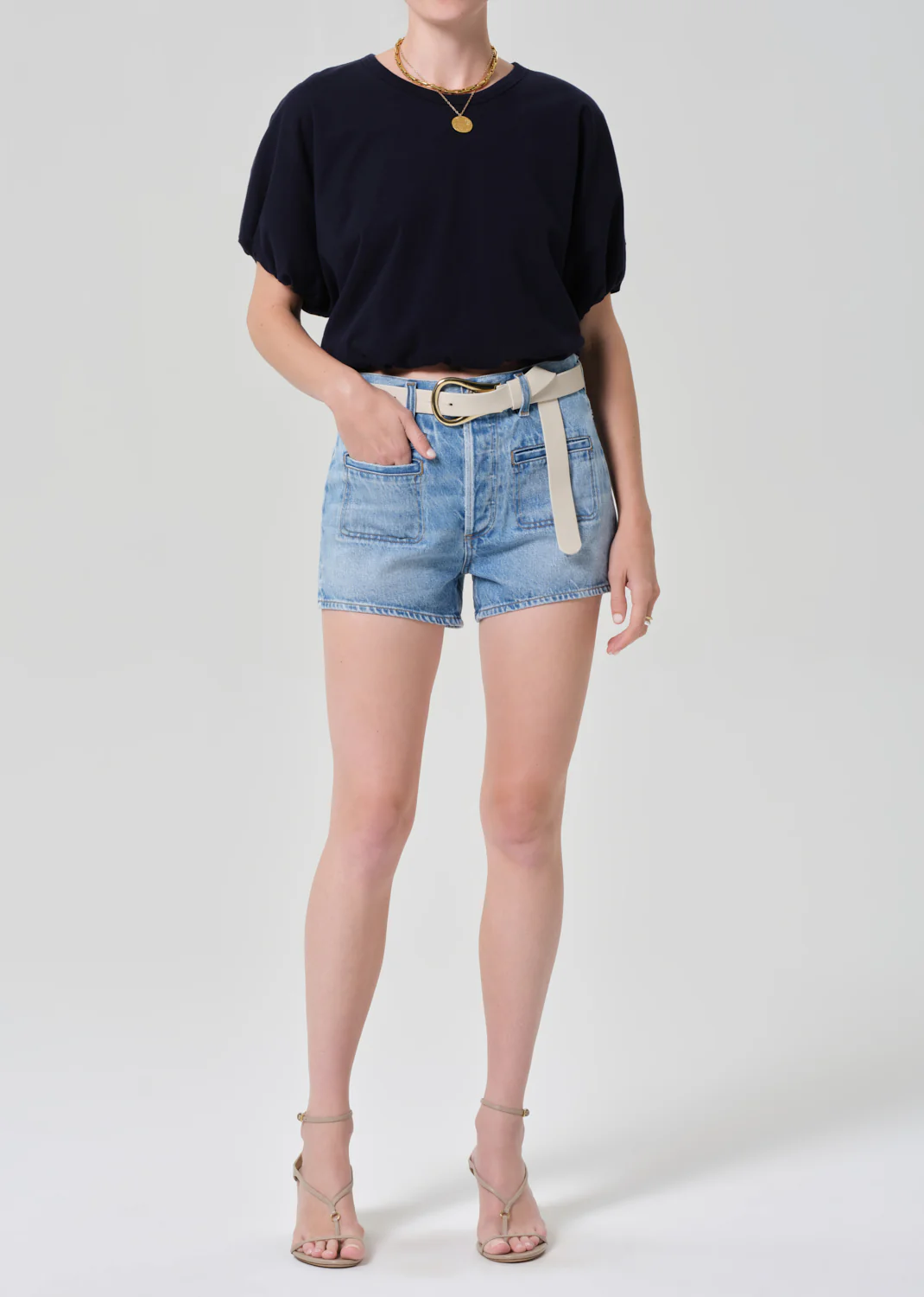 Gia Bubble Tee in Navy - Image 5