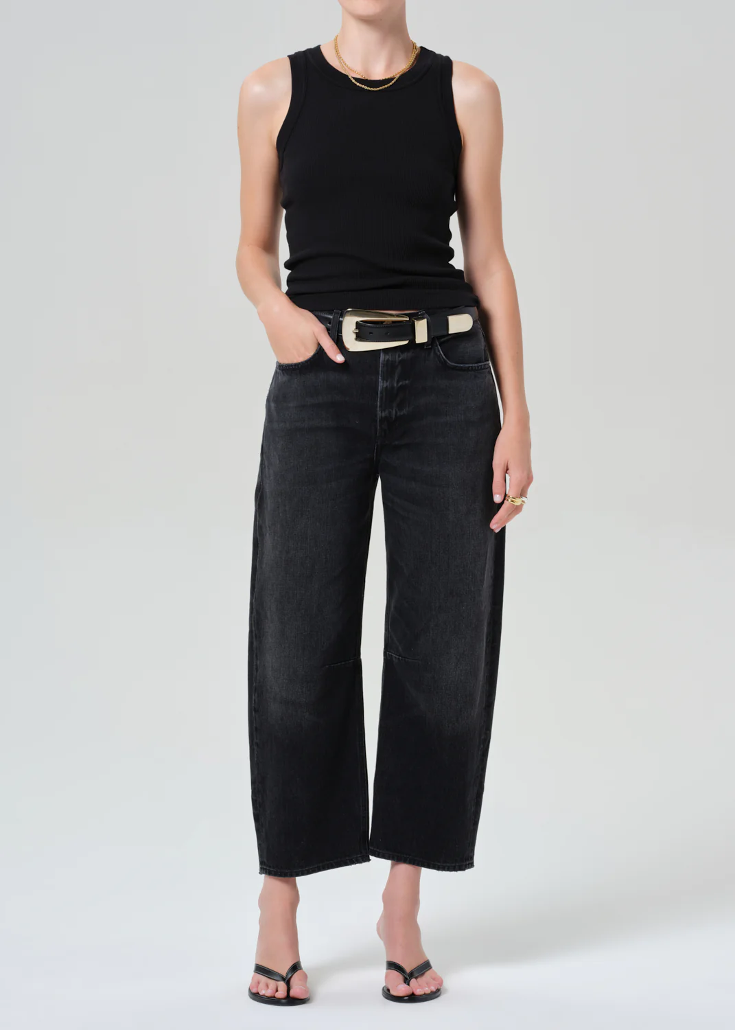 Isabel Rib Tank in Black - Image 5