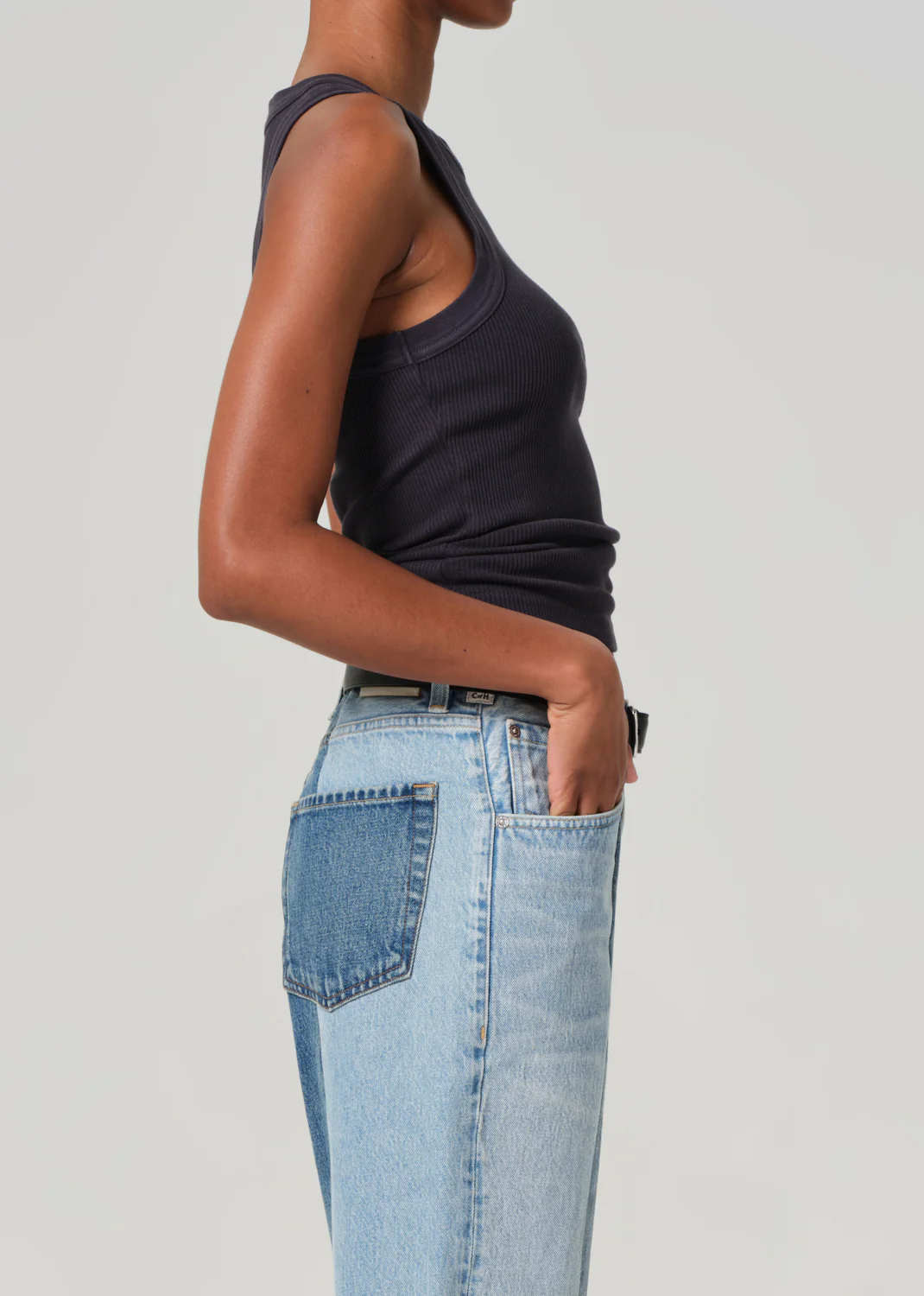 Isabel Rib Tank in Charcoal - Image 3