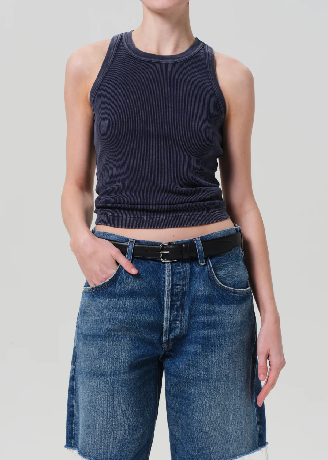 Isabel Rib Tank in Mineral Navy