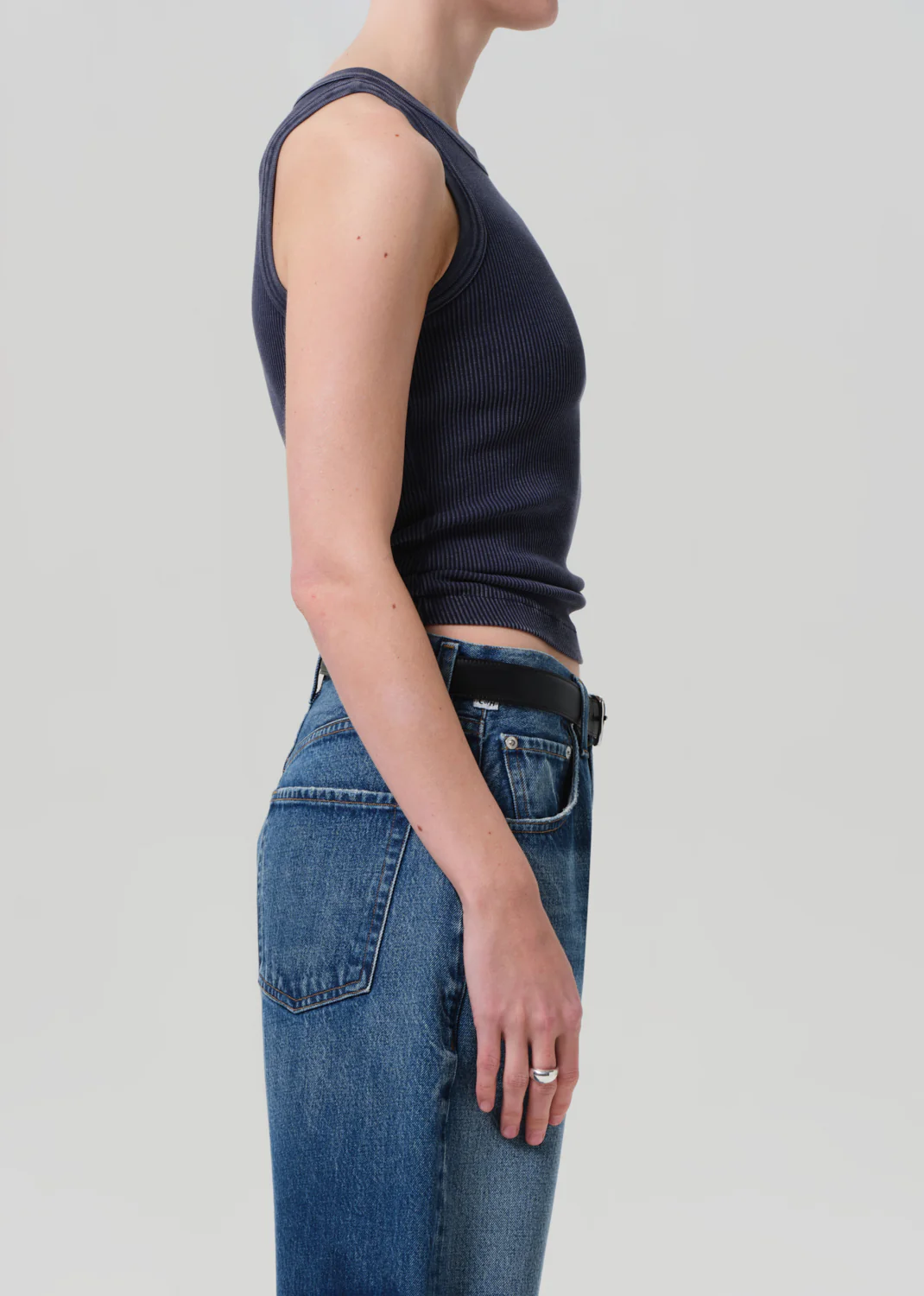 Isabel Rib Tank in Mineral Navy - Image 3