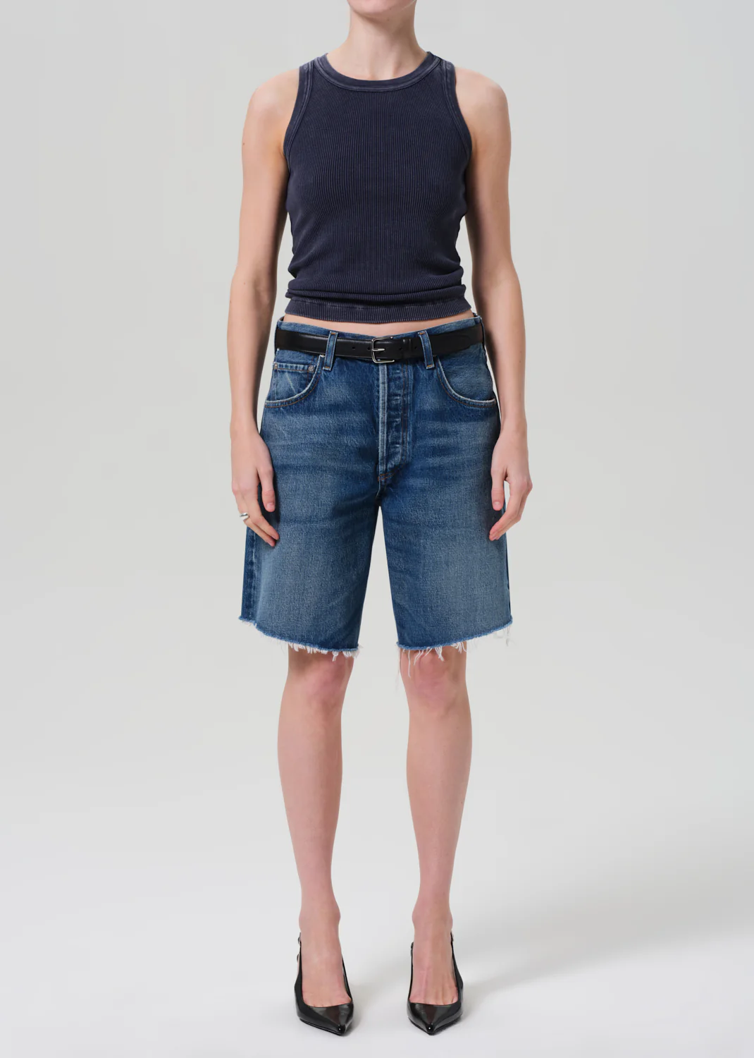 Isabel Rib Tank in Mineral Navy - Image 5