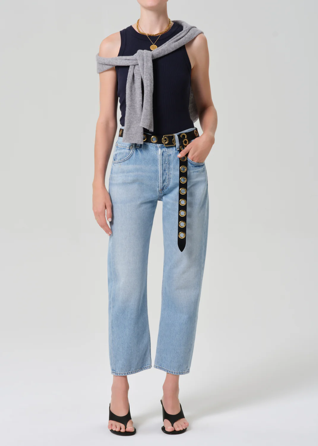 Isabel Rib Tank in Navy - Image 5