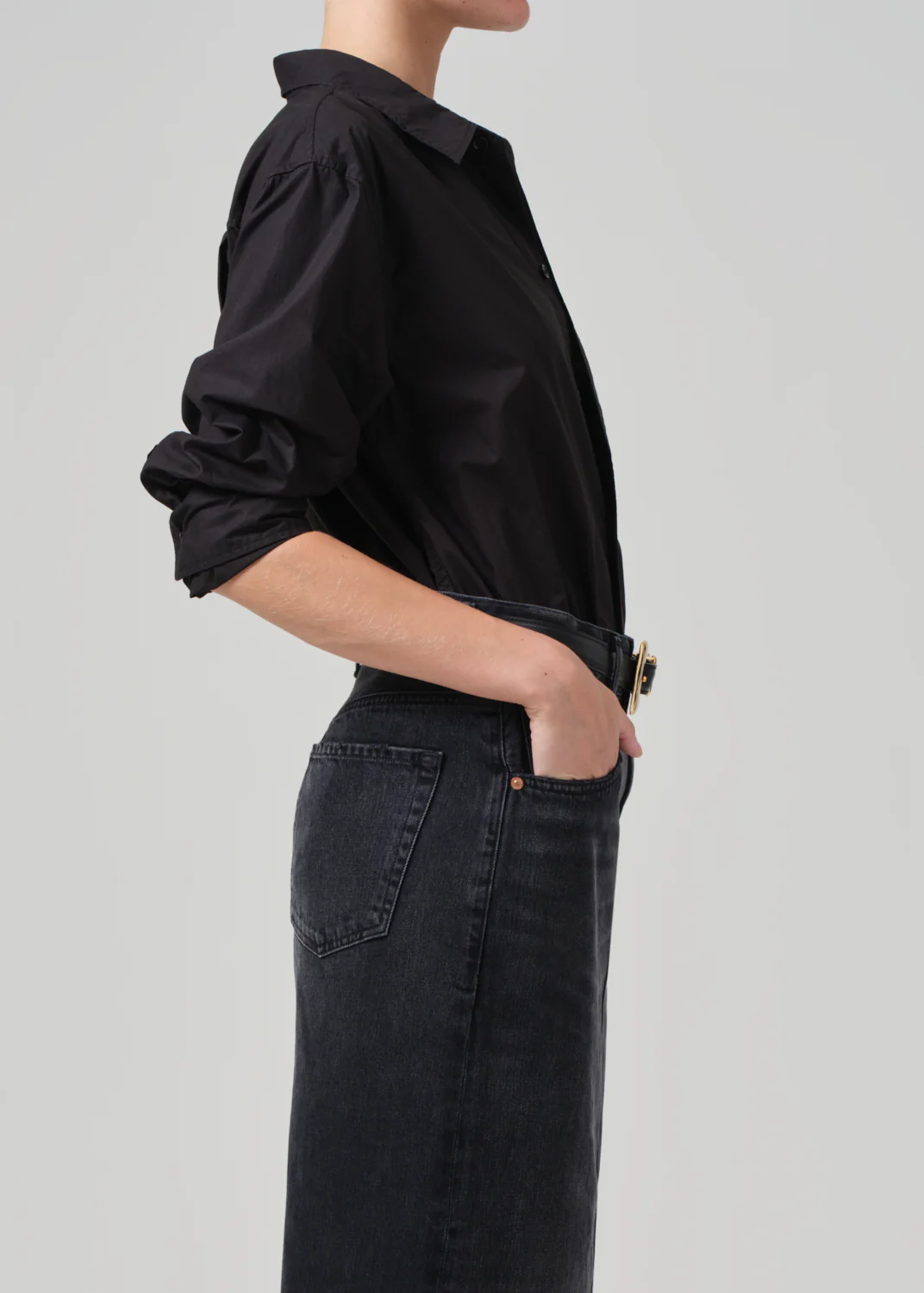 Kayla Shrunken Shirt in Black - Image 3