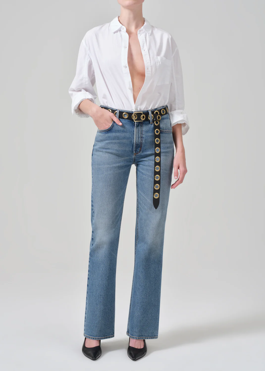 Kayla Shrunken Shirt in Optic White - Image 5