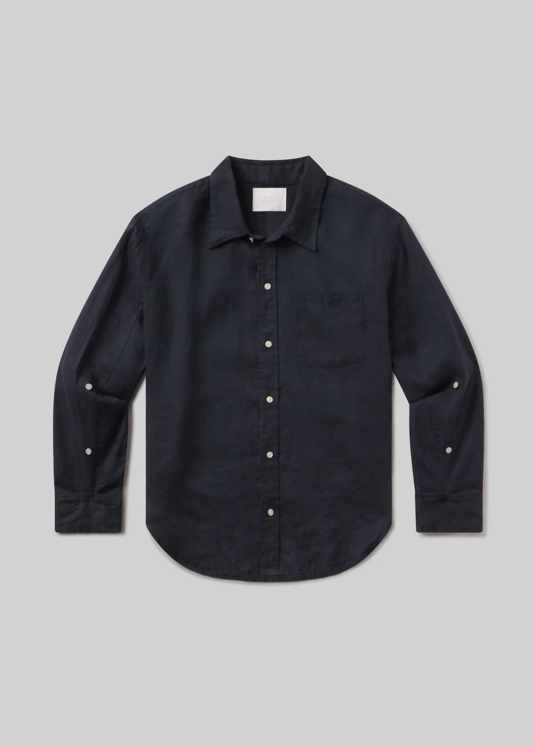 Kayla Shrunken Linen Shirt in True Navy - Image 6
