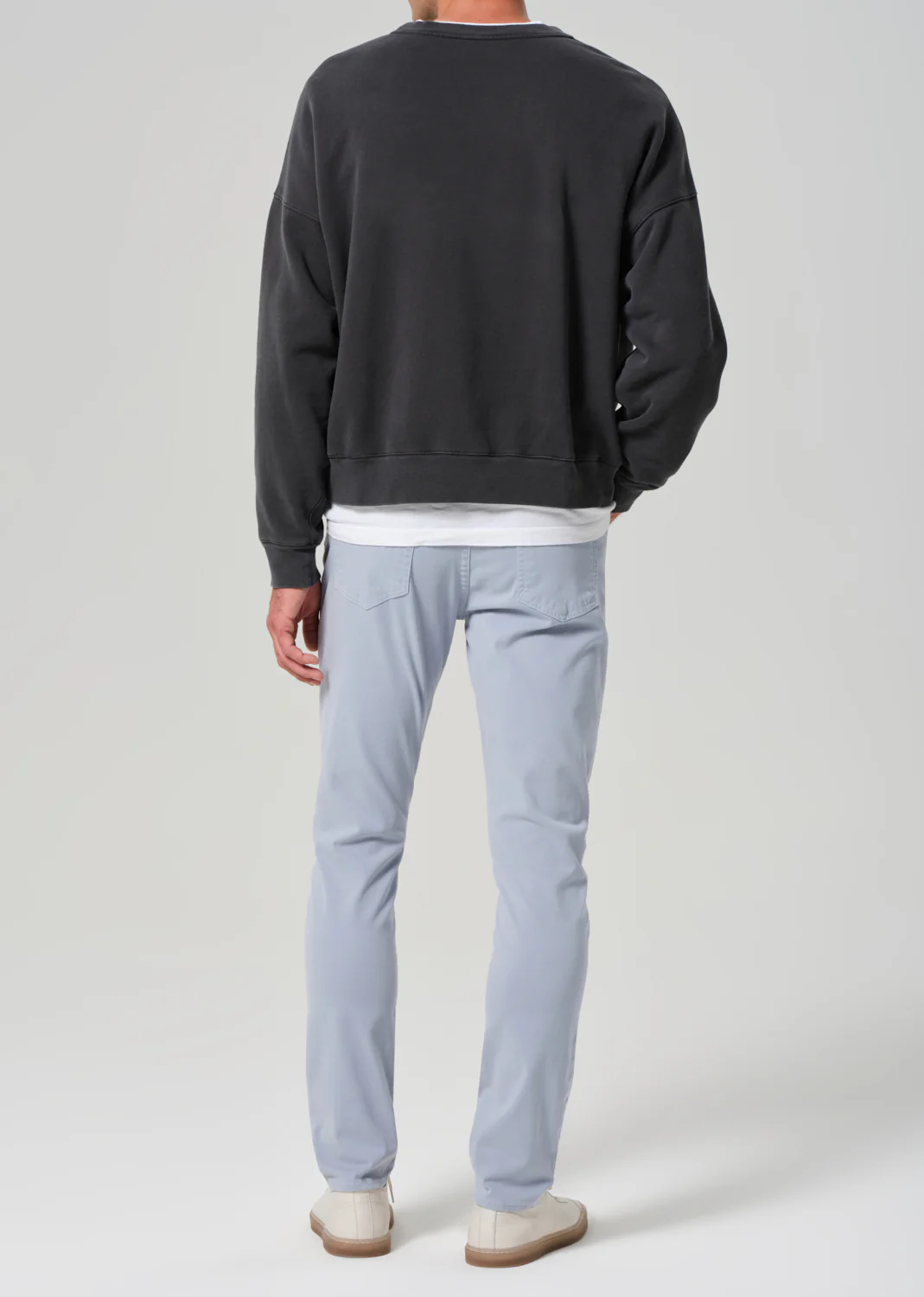London Tapered Slim Brushed Sateen in Seagull - Image 3