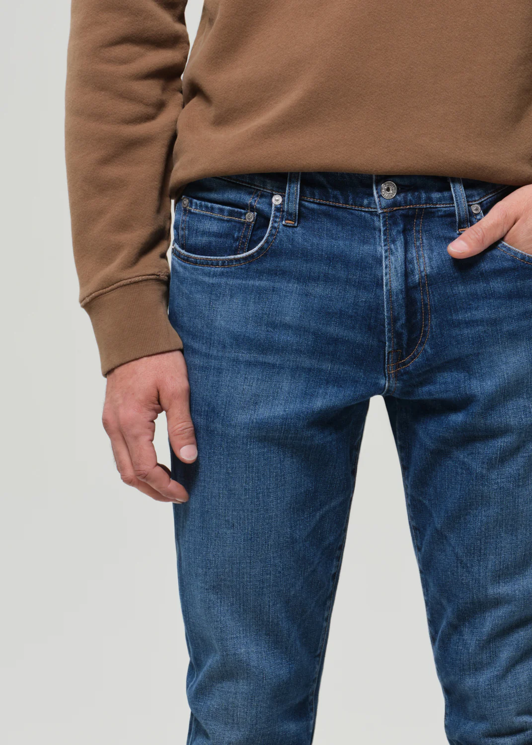 London Tapered Slim Tropical Denim in Milestone - Image 7