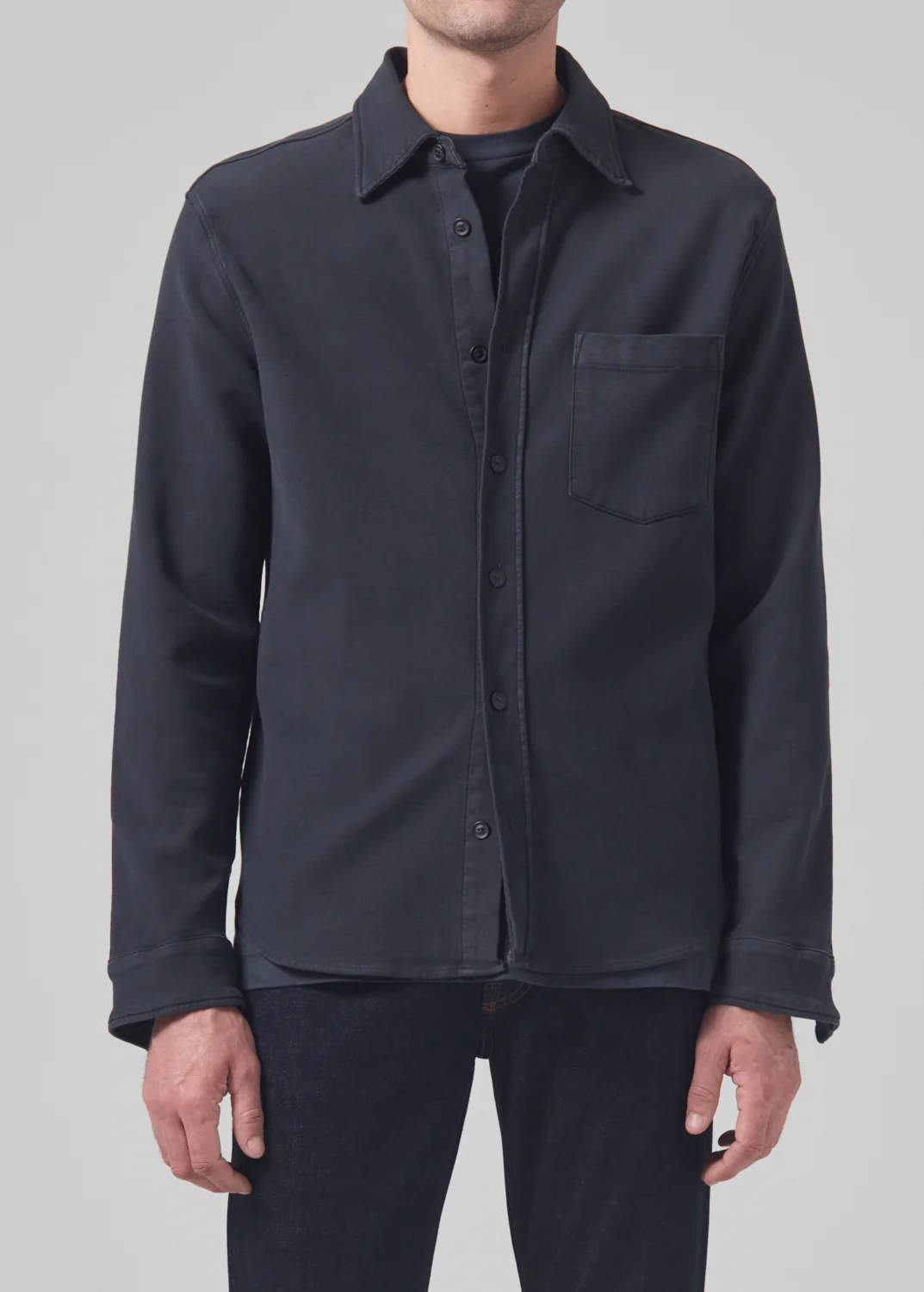 Luca Bucket Dye Shirt French Terry in Gravel - Image 2