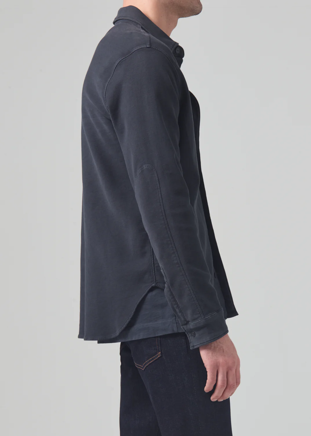 Luca Bucket Dye Shirt French Terry in Gravel - Image 4