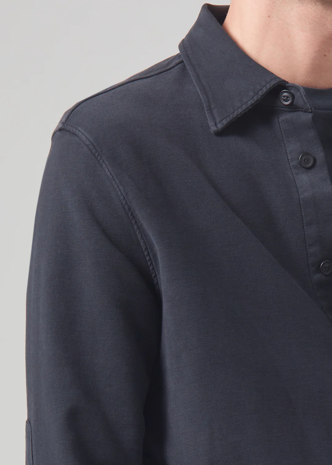 Luca Bucket Dye Shirt French Terry in Gravel - Image 5