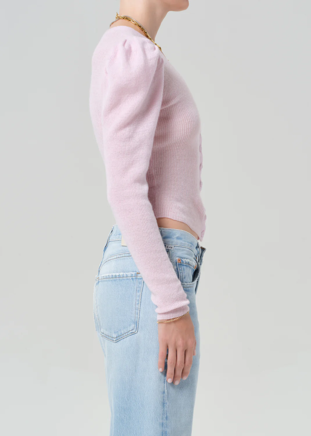Nena Puff Cardigan in Ballerina Pink - Image 3