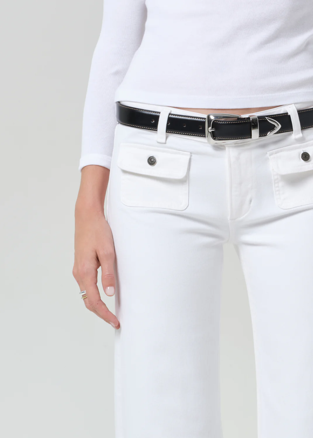 Nora Patch Pocket Trouser in Soft White - Image 5