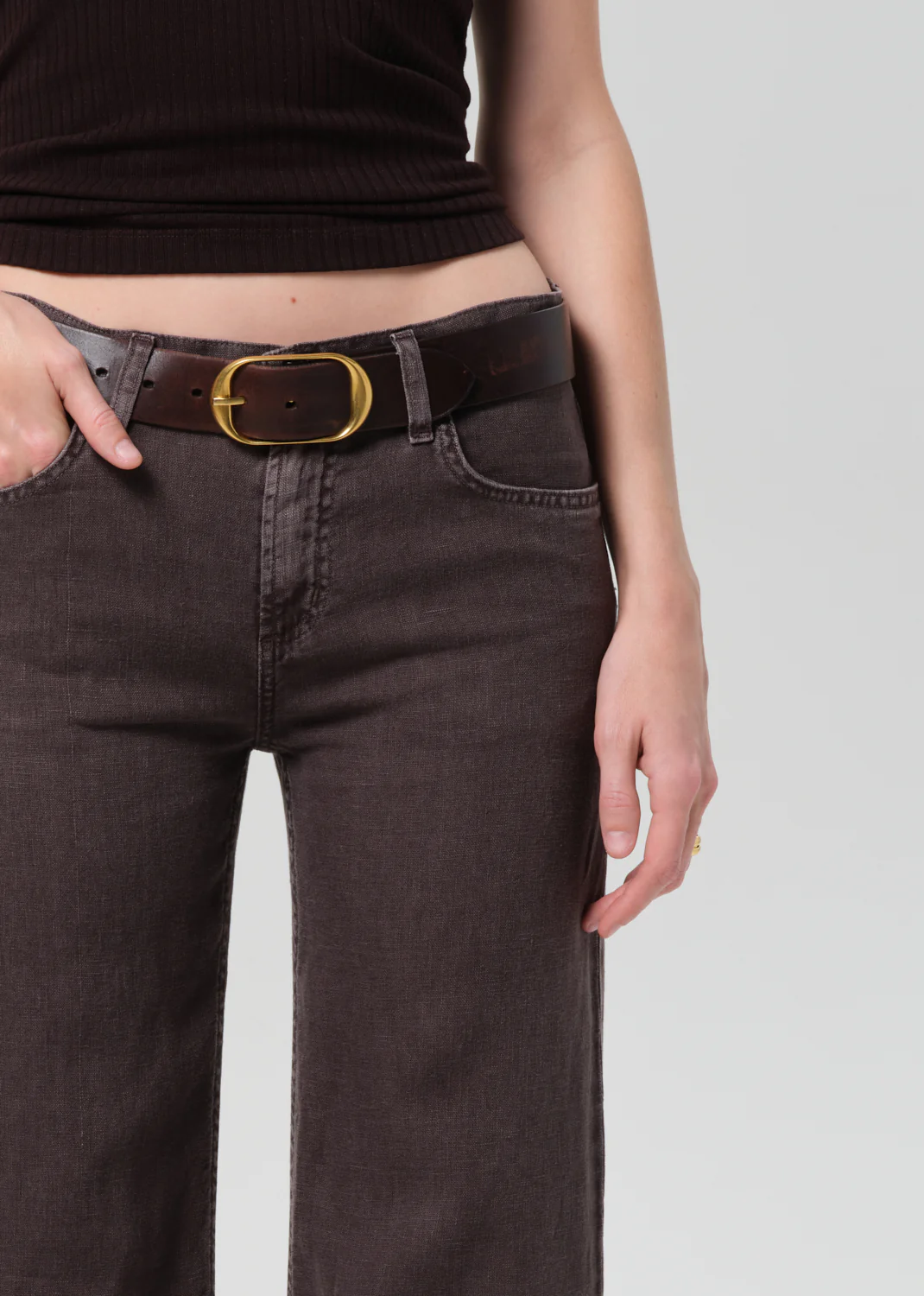 Nora Linen Trouser Leg in Charcoal - Image 5
