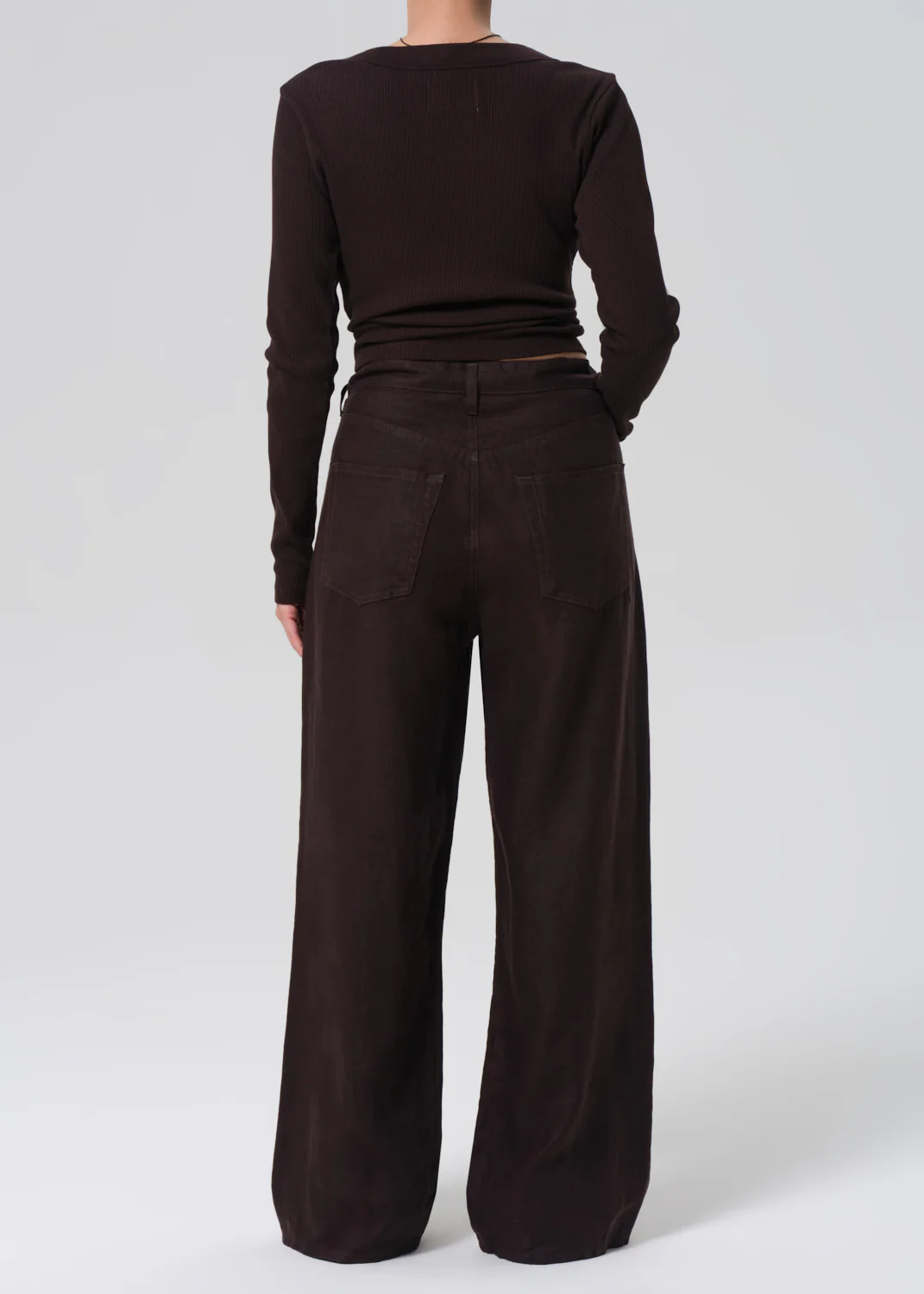 Petite Brynn Drawstring Linen Trouser in Chocolate - Image 2