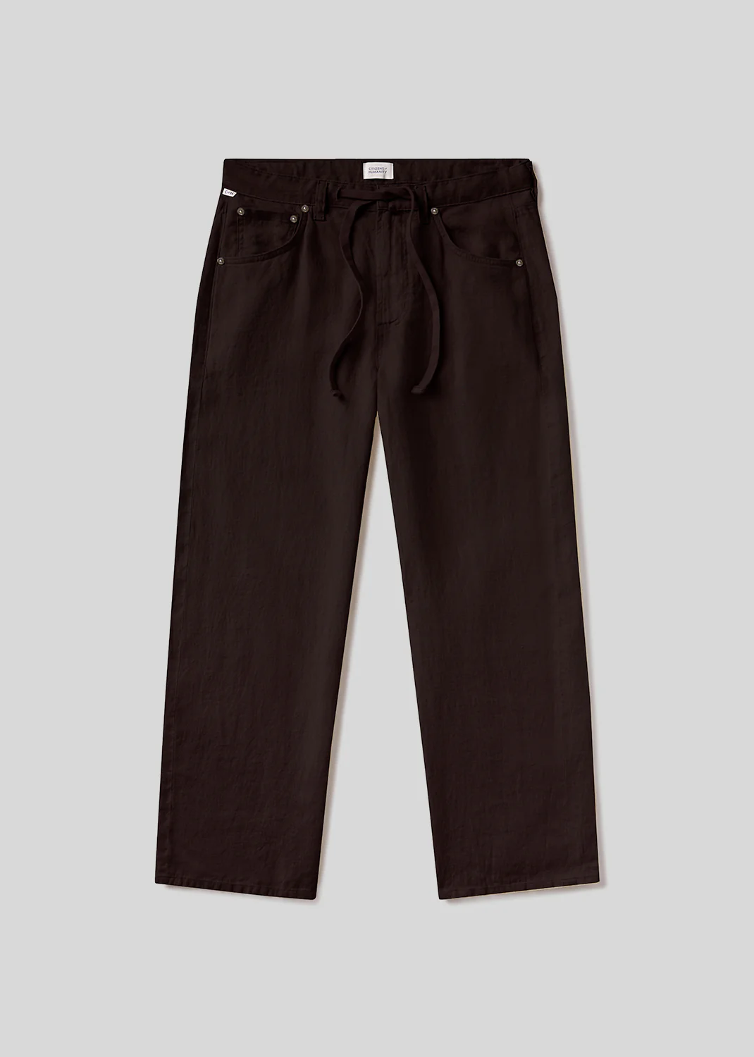 Brynn Drawstring Linen Trouser in Chocolate - Image 6