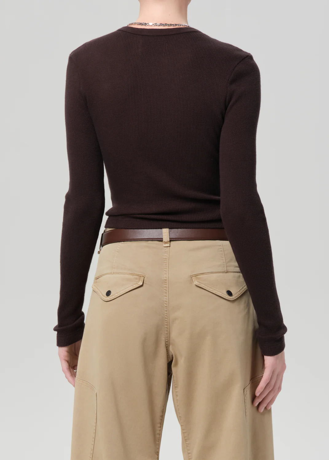 Pilar Waffle Crewneck in Chocolate - Image 2