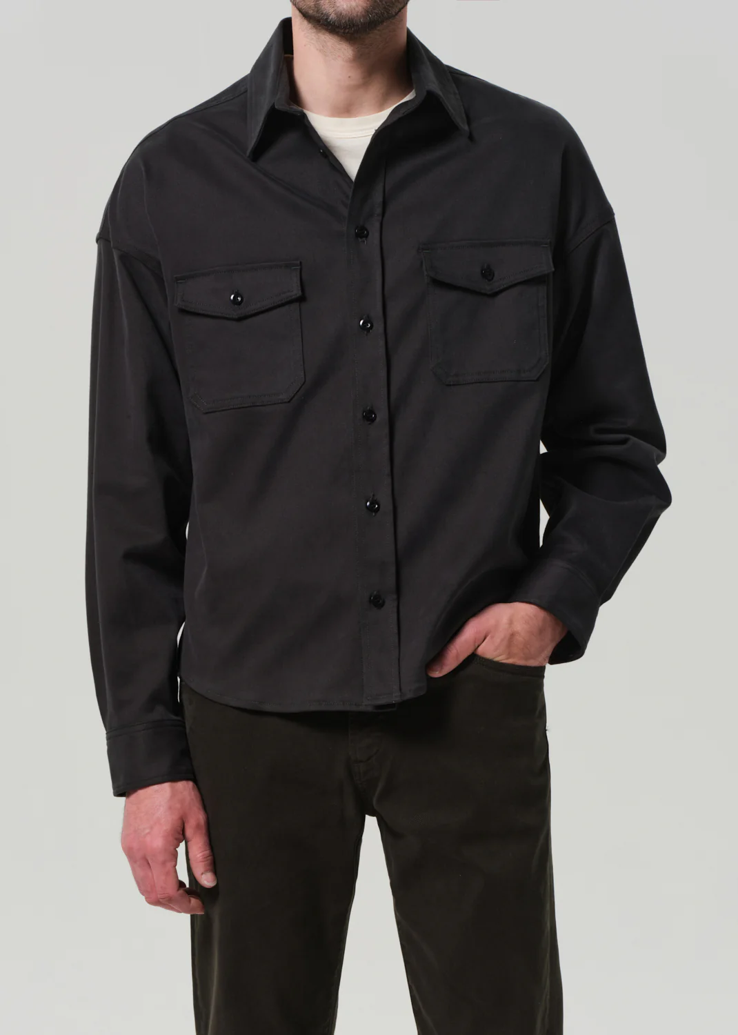 Shigoto Shirt in Grey Green - Image 2