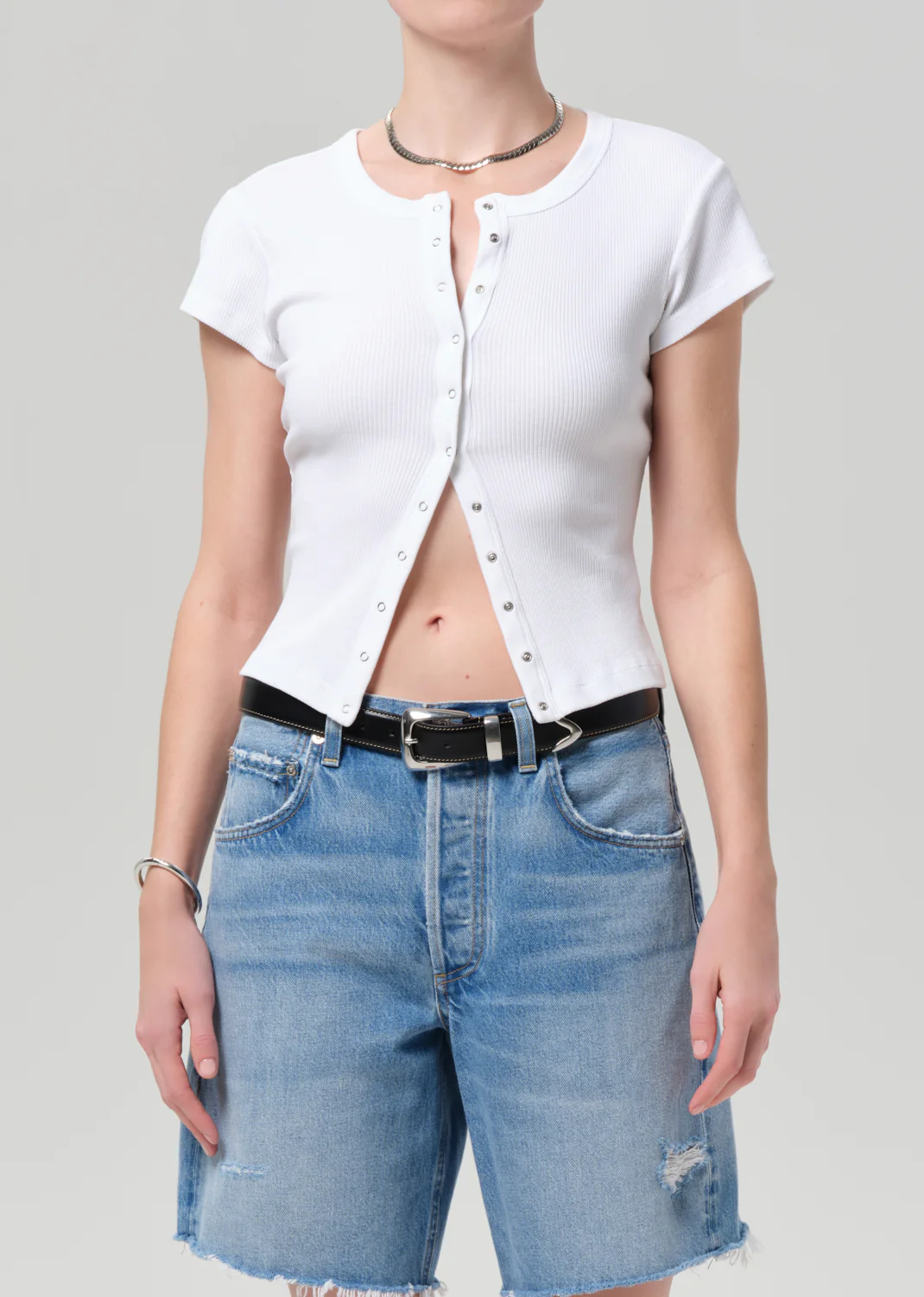 Tabi Short Sleeve Cardigan in White