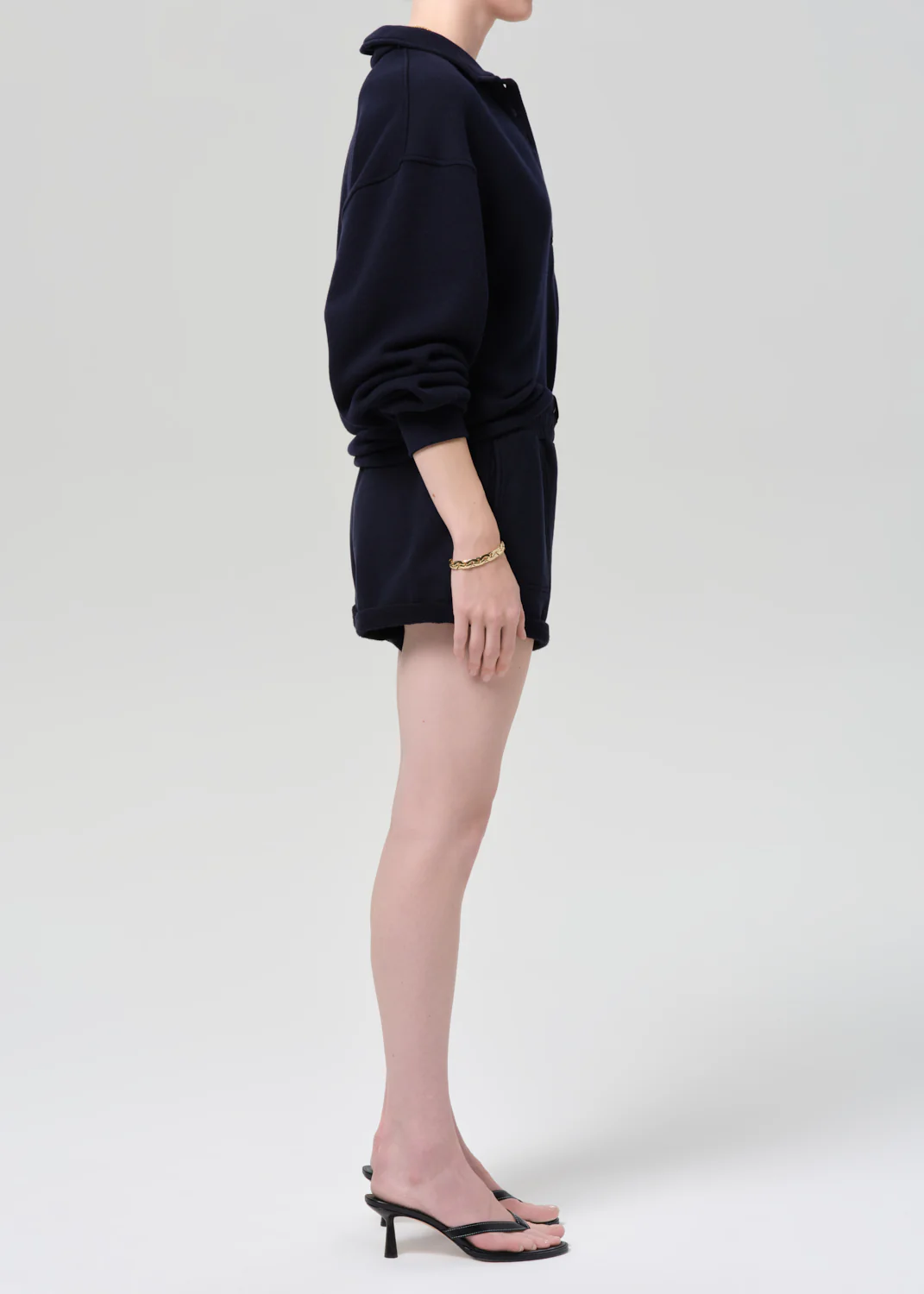 Vivienne Rolled Sweatshort in Navy - Image 3